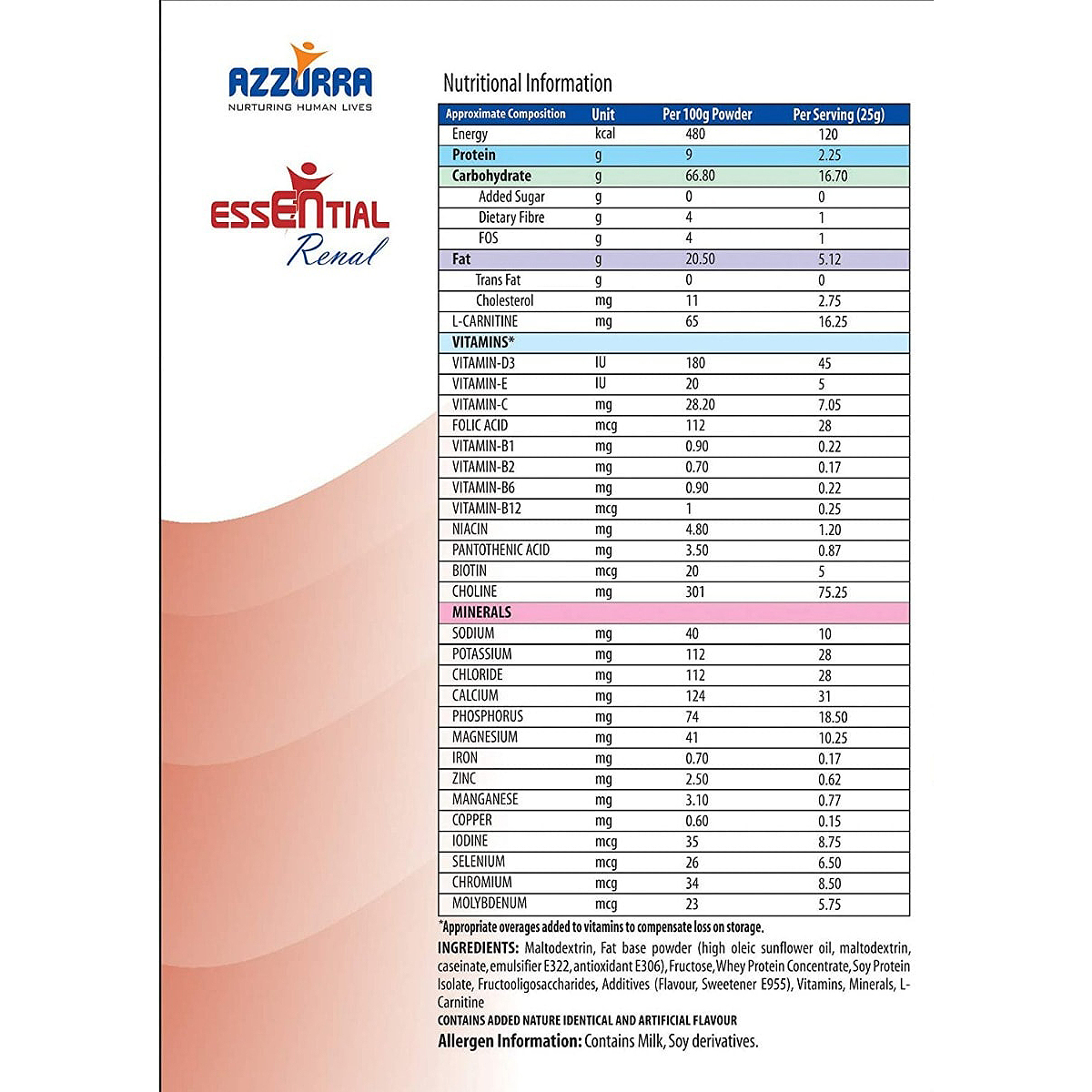 Azzurra Essential Renal Nutrition Vanilla Flavour Powder, 400 gm, Pack of 1 Azzurra Essential Renal Nutrition Vanilla Flavour Powder, 400 gm, Pack of 1