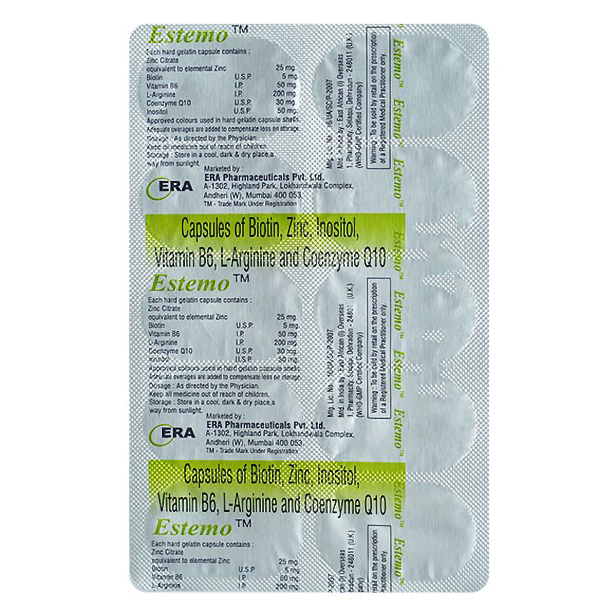 Estemo Capsule 10's, Pack of 10 Estemo Capsule 10's, Pack of 10