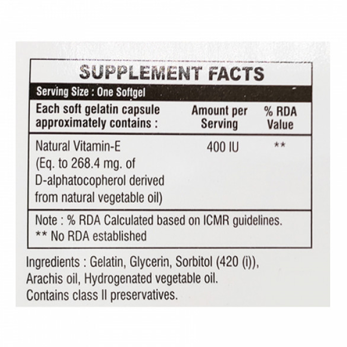 E-Tamin 400IU Softgel Capsule 15's, Pack of 15 CAPSULES E-Tamin 400IU Softgel Capsule 15's, Pack of 15 CAPSULES