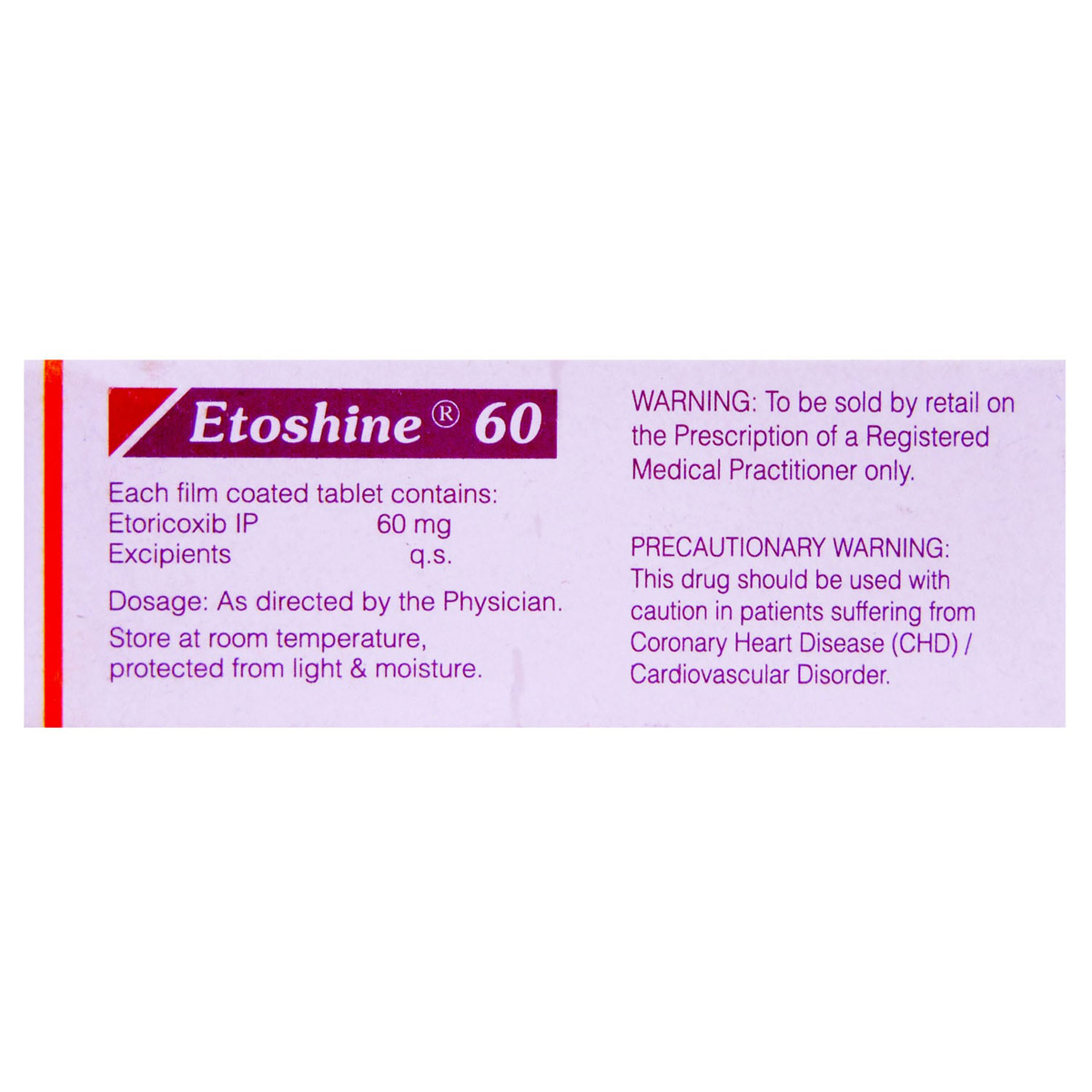 Etoshine 60 Tablet 10's, Pack of 10 TABLETS Etoshine 60 Tablet 10's, Pack of 10 TABLETS