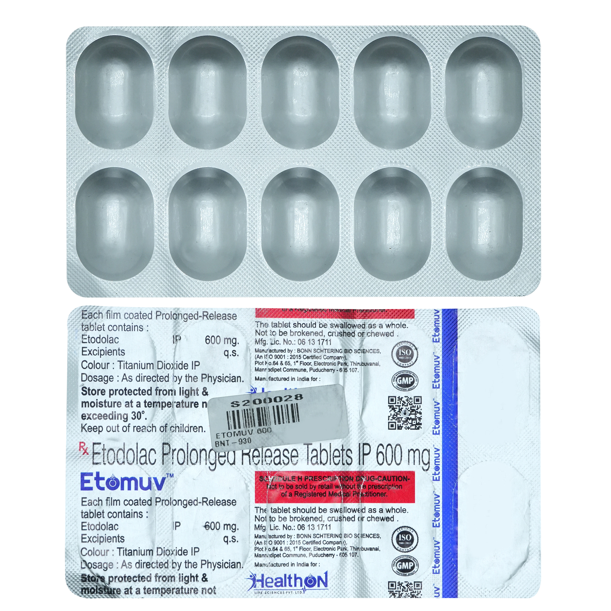 Etomuv 600 mg Tablet 10's, Pack of 10 TabletS Etomuv 600 mg Tablet 10's, Pack of 10 TabletS