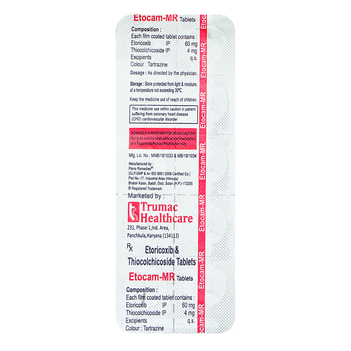 Etocam-MR Tablet 10's, Pack of 10 TABLETS Etocam-MR Tablet 10's, Pack of 10 TABLETS