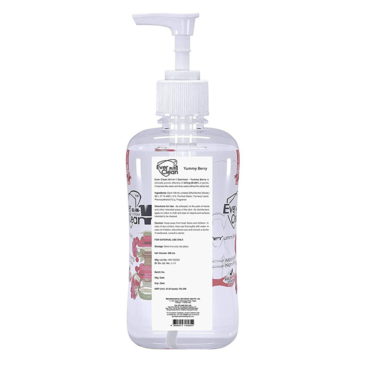 Ever Clean Yummy Berry Sanitizer 500Ml, Pack of 1 Ever Clean Yummy Berry Sanitizer 500Ml, Pack of 1