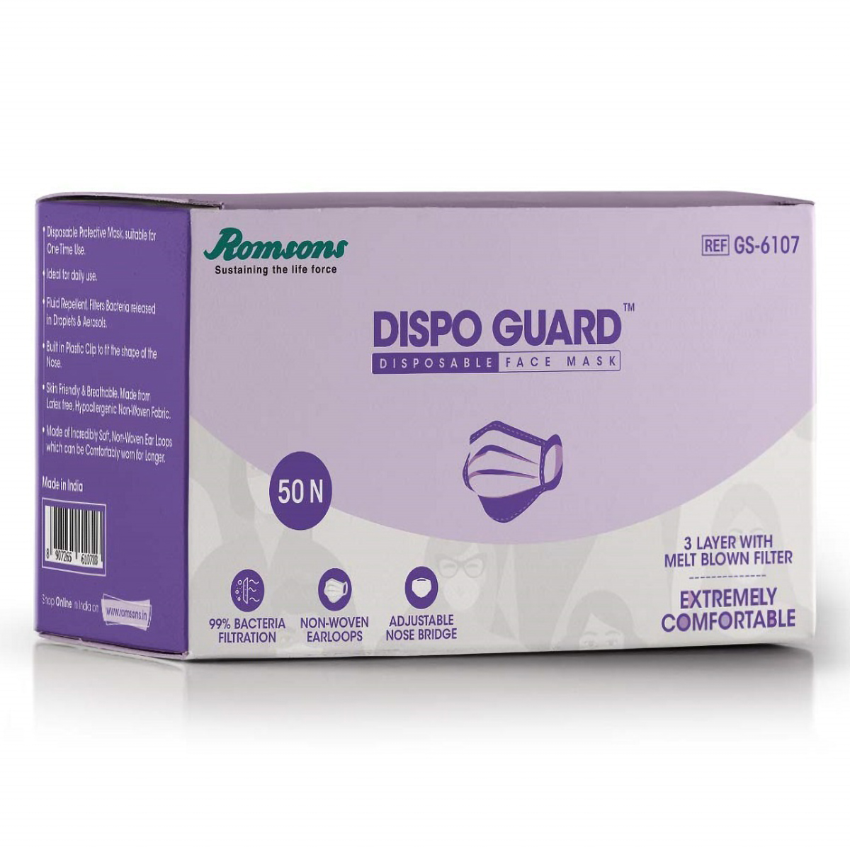 Romsons 3 Layer Face Mask,1 Count, Pack of 1 Romsons 3 Layer Face Mask,1 Count, Pack of 1