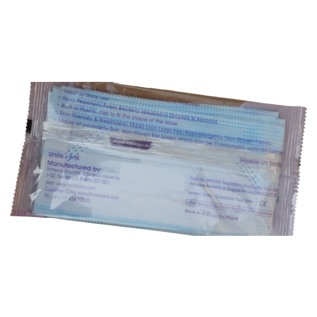 Romsons 3 Layer Face Mask,1 Count, Pack of 1 Romsons 3 Layer Face Mask,1 Count, Pack of 1