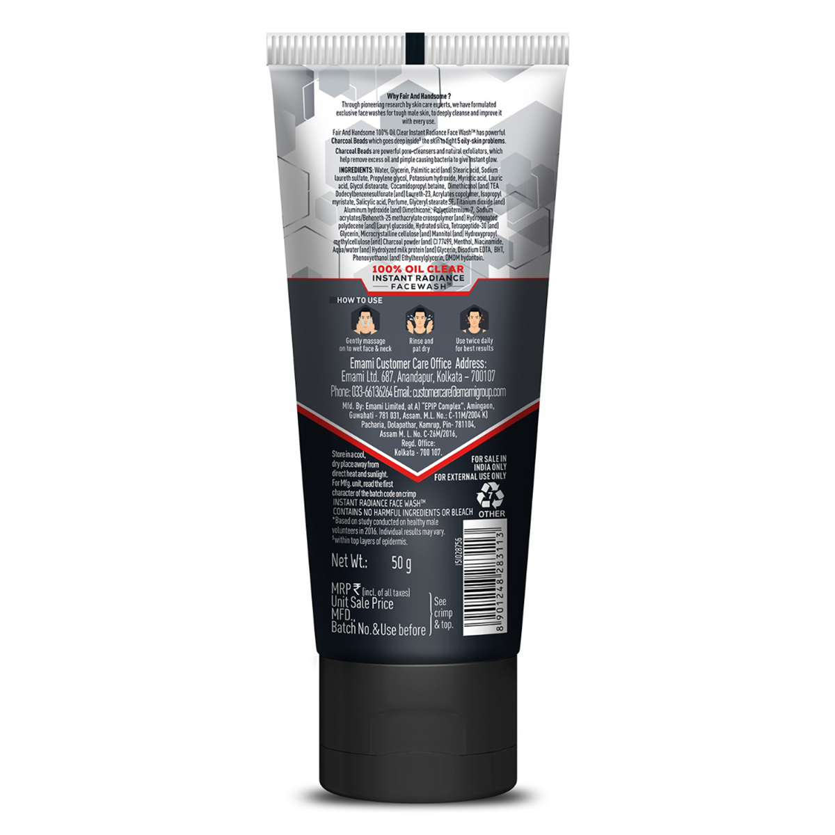 Fair and Handsome 100% Oil Clear Instant Radiance Face Wash, 50 gm, Pack of 1 Fair and Handsome 100% Oil Clear Instant Radiance Face Wash, 50 gm, Pack of 1