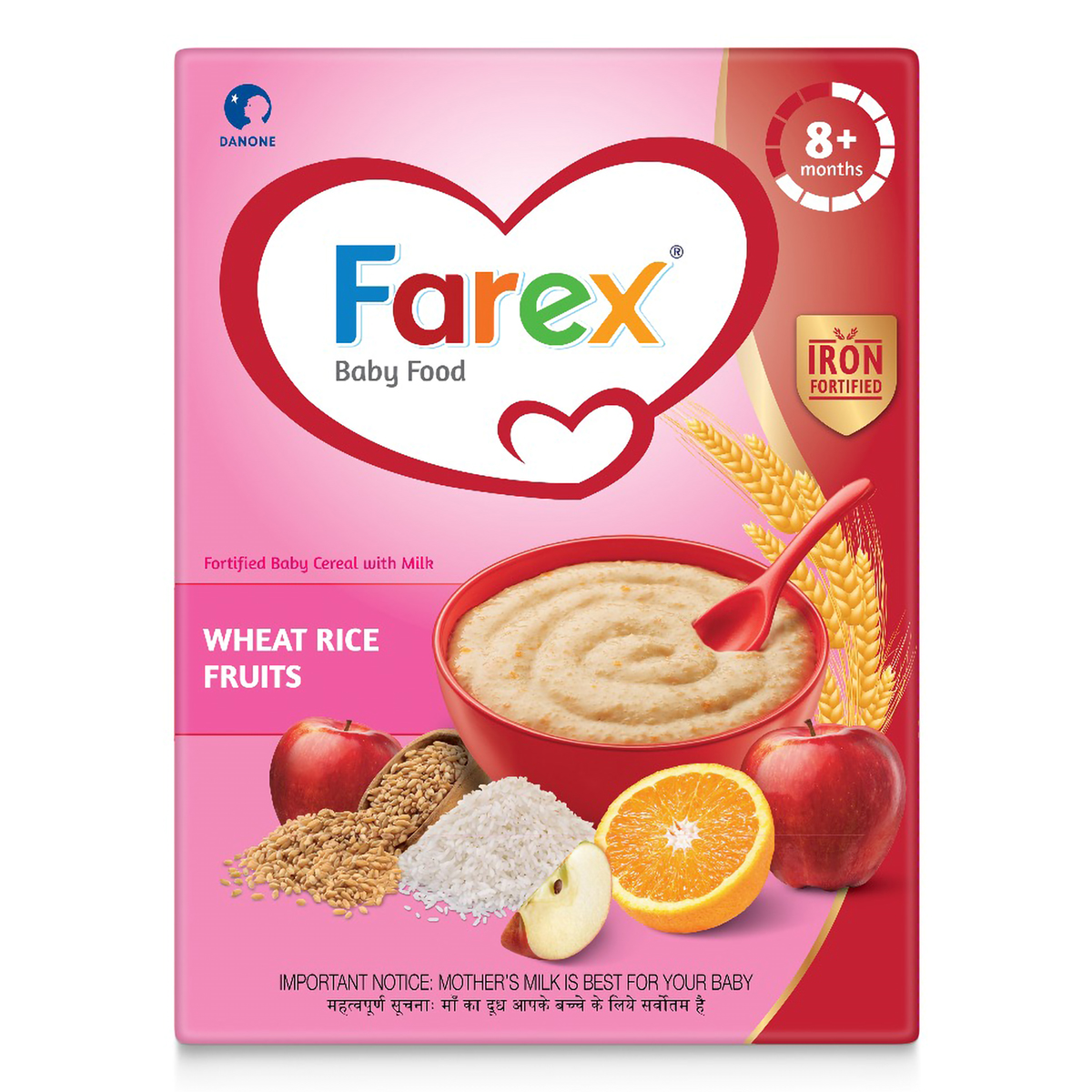 Farex Wheat Rice Fruits Baby Cereal 8+ Months, 300 gm Refill Pack