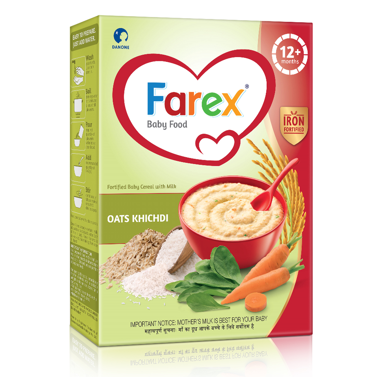 Farex Oats Khichidi Baby Cereal, After 12 Months, 300 gm Refill Pack, Pack of 1