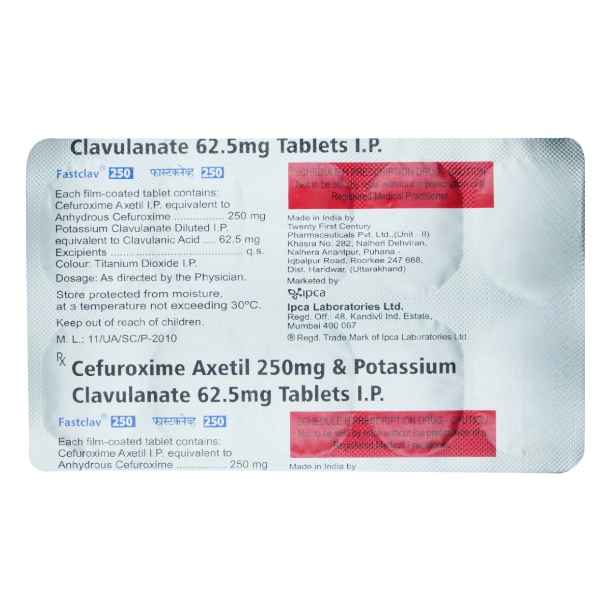 Fastclav 250 Tablet 10's, Pack of 10 TabletS Fastclav 250 Tablet 10's, Pack of 10 TabletS