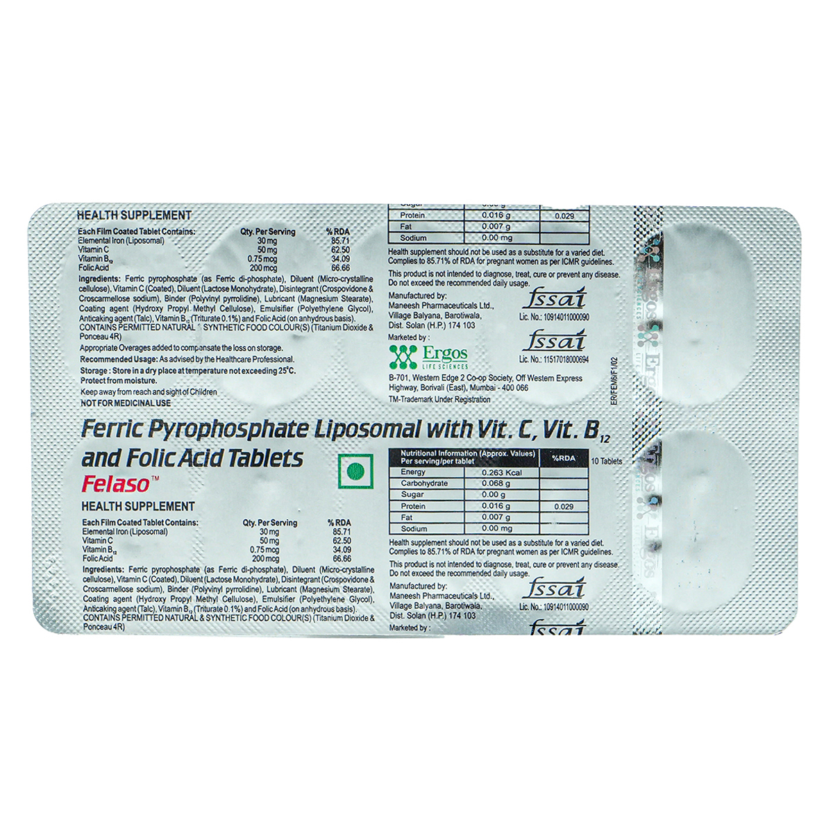 Felaso Tablet 10's, Pack of 10 TABLETS Felaso Tablet 10's, Pack of 10 TABLETS