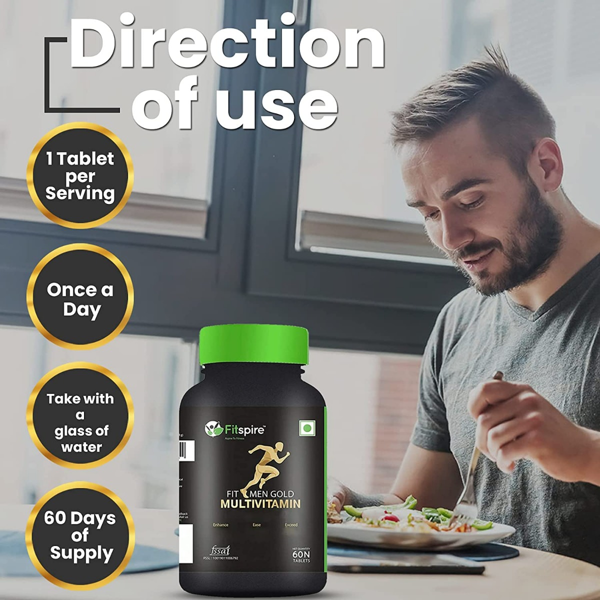 Fitspire Fit Men Gold Multivitamin Tablets, 60 Count, Pack of 1 Fitspire Fit Men Gold Multivitamin Tablets, 60 Count, Pack of 1