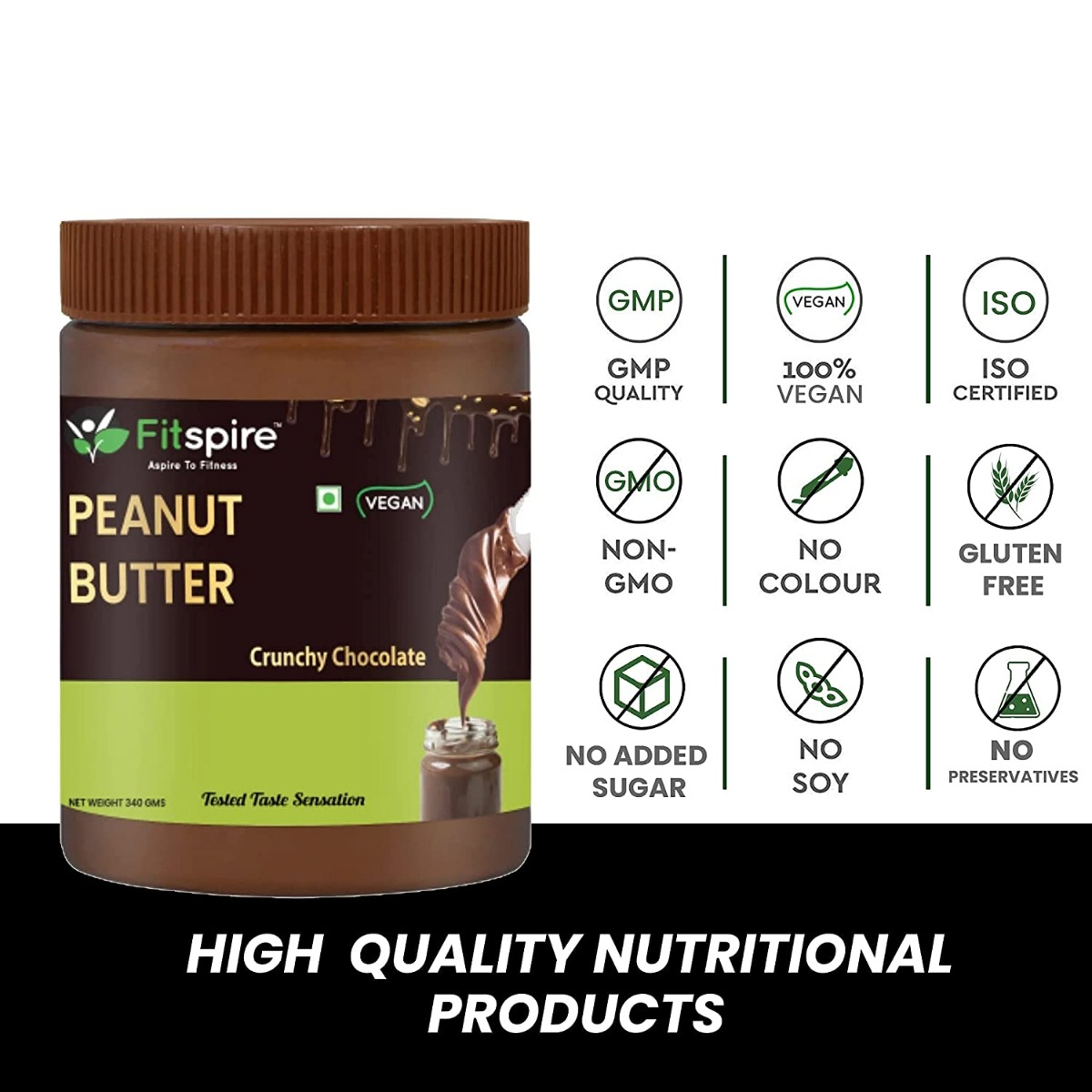 Fitspire Crunchy Chocolate Flavour Peanut Butter, 340 gm, Pack of 1 Fitspire Crunchy Chocolate Flavour Peanut Butter, 340 gm, Pack of 1