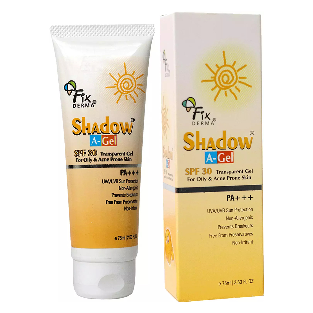 Fixderma Shadow A-Gel Spf 30 Pa+++ Gel 75 ml, Pack of 1 Fixderma Shadow A-Gel Spf 30 Pa+++ Gel 75 ml, Pack of 1