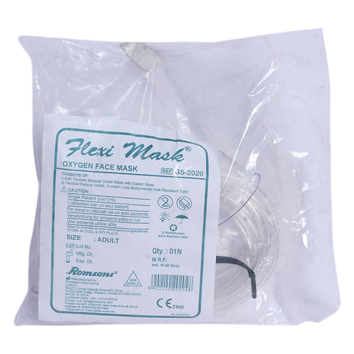 Flexi Oxygen Face Mask Adult, 1 Count, Pack of 1 Flexi Oxygen Face Mask Adult, 1 Count, Pack of 1