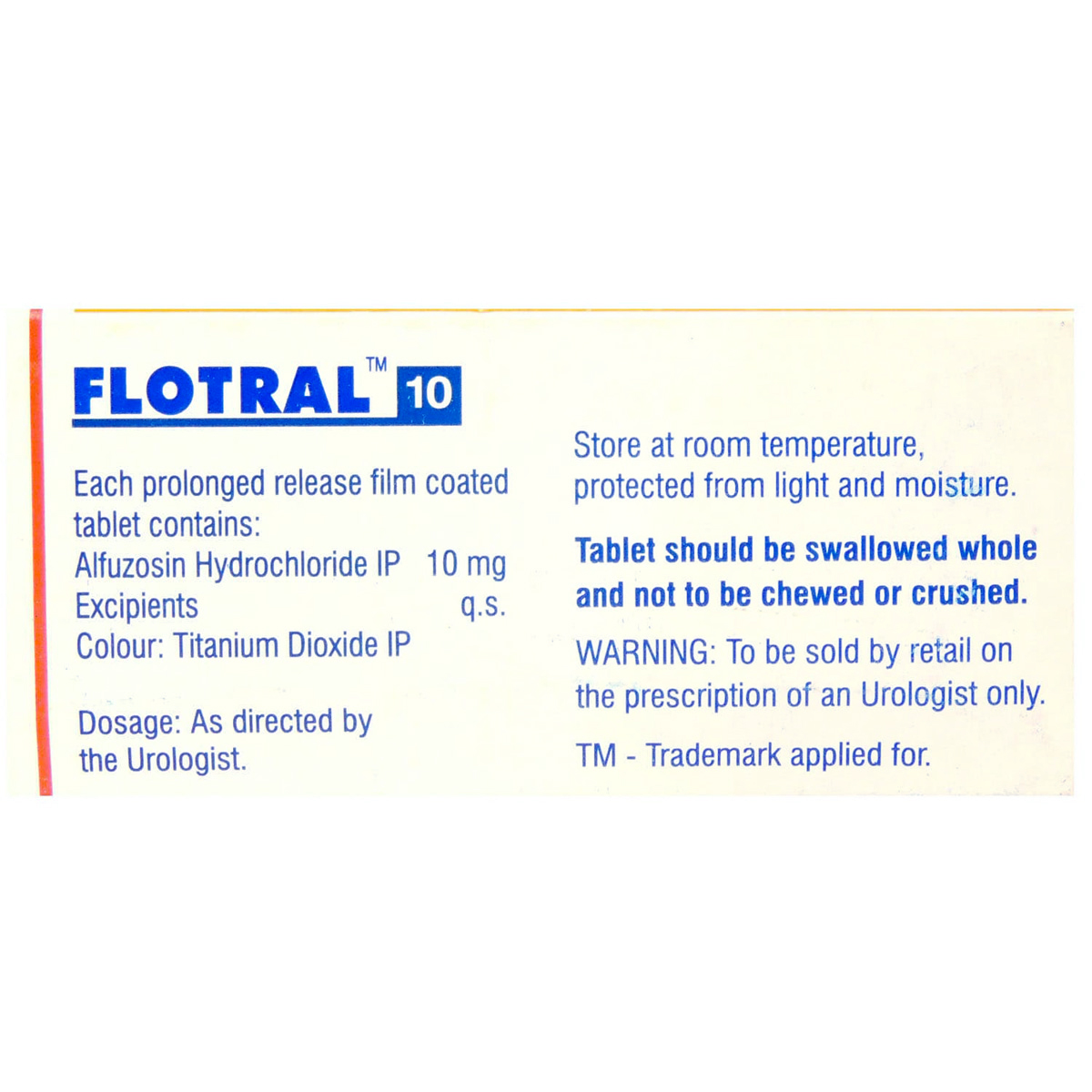 Flotral 10 Tablet 30's, Pack of 30 TABLETS Flotral 10 Tablet 30's, Pack of 30 TABLETS
