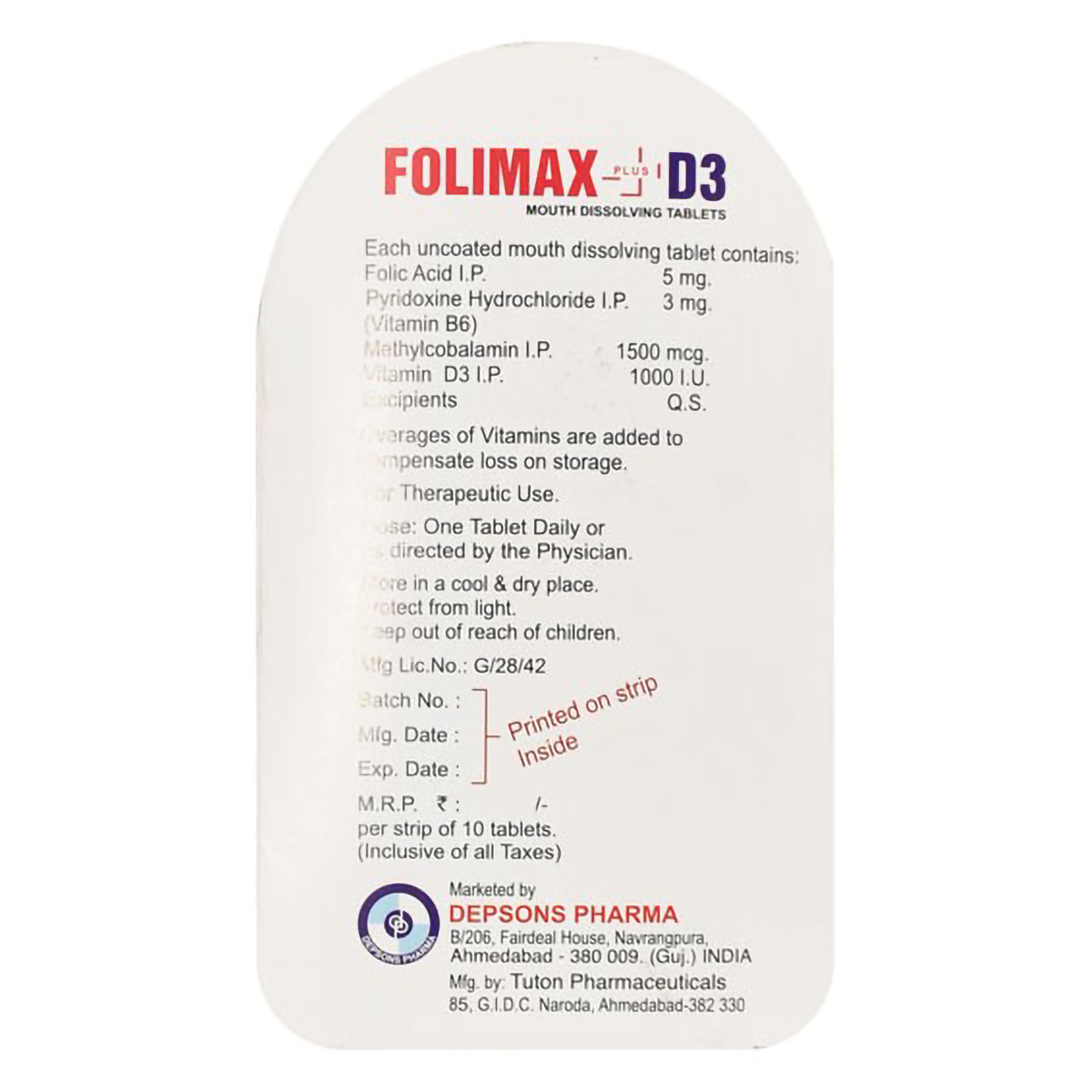 Folimax Plus D3 Tablet 10's, Pack of 10 Folimax Plus D3 Tablet 10's, Pack of 10