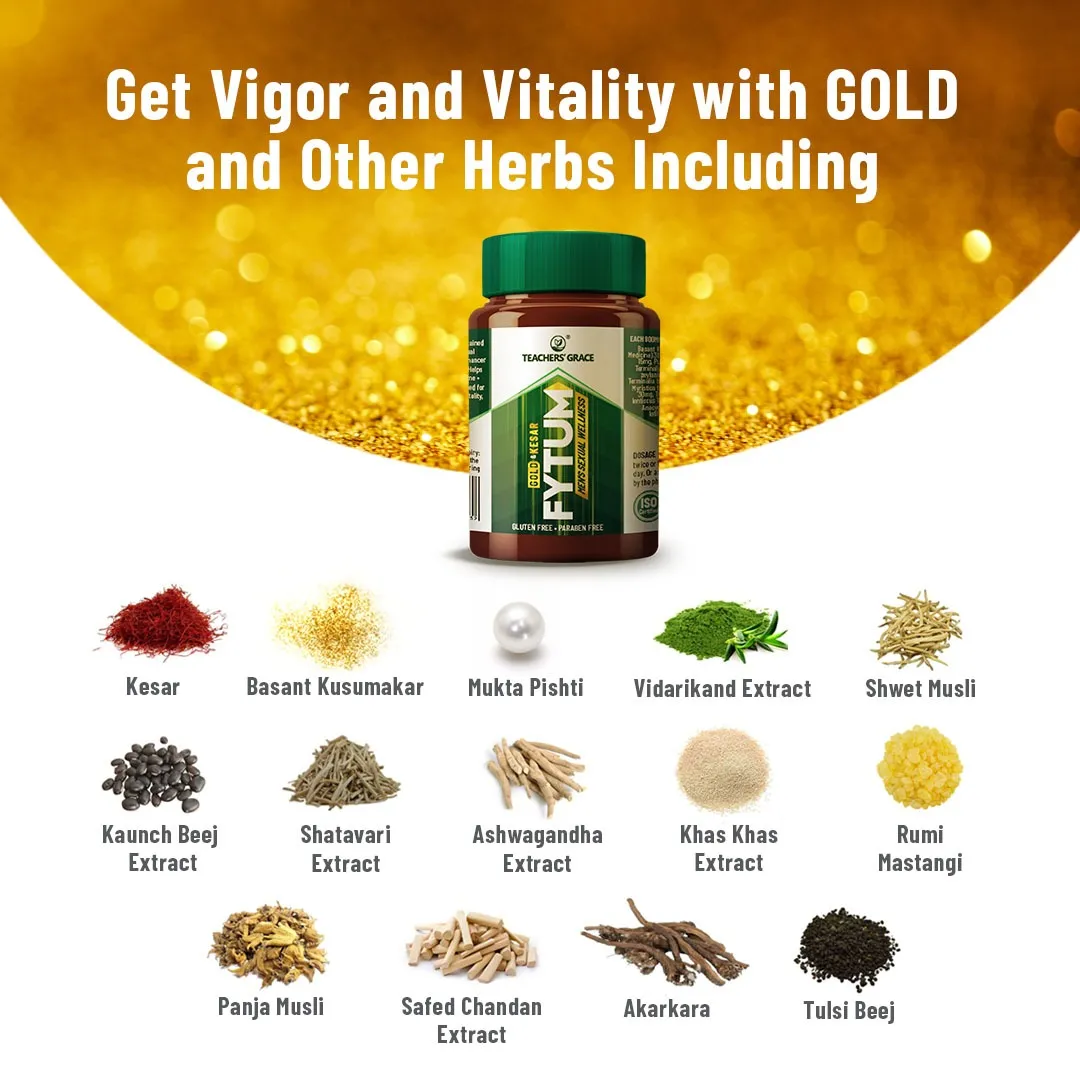 Teacher's Grace Fytum Men's Sexual Wellness with Gold & Kesar, 40 Tablets, Pack of 1 Teacher's Grace Fytum Men's Sexual Wellness with Gold & Kesar, 40 Tablets, Pack of 1
