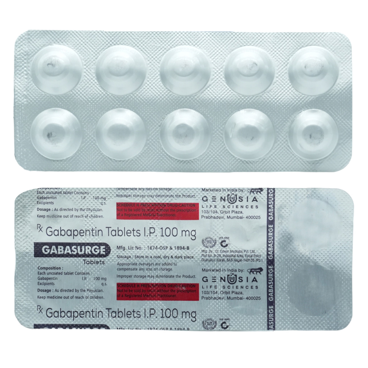 Gabasurge 100 Tablet 10's, Pack of 10 TabletS Gabasurge 100 Tablet 10's, Pack of 10 TabletS