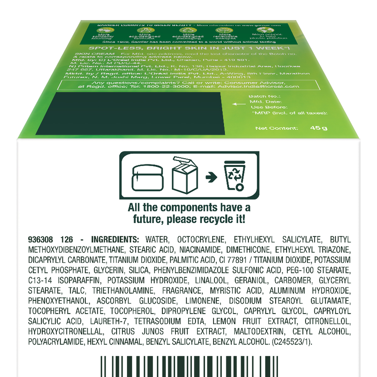 Garnier Bright Complete Vitamin C SPF 40 PA+++ Serum Cream, 45 gm Price, Uses, Side Effects