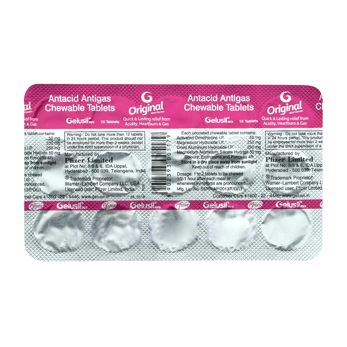 Buy Gelusil MPS Mint Chewable Tablet 15's Online