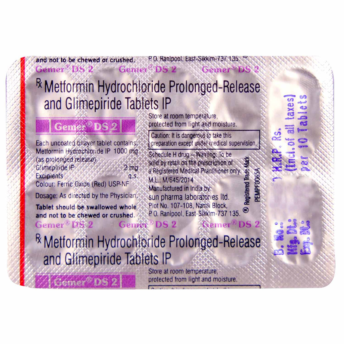 Gemer DS 2 Tablet 10's, Pack of 10 TABLETS Gemer DS 2 Tablet 10's, Pack of 10 TABLETS