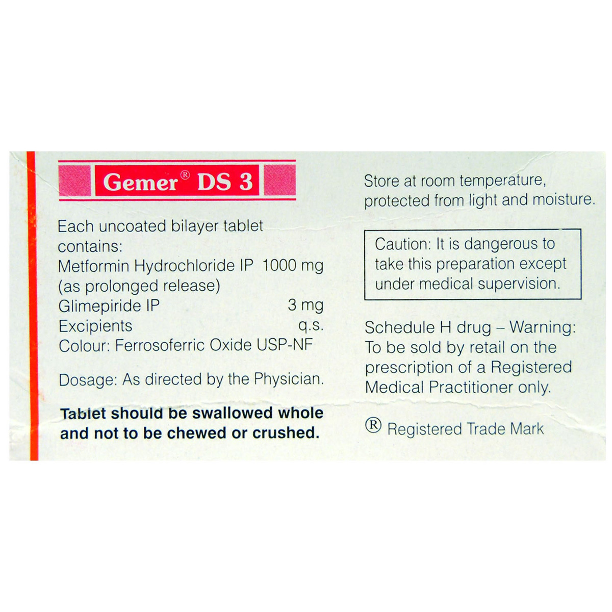 Gemer DS 3 Tablet 10's, Pack of 10 TABLETS Gemer DS 3 Tablet 10's, Pack of 10 TABLETS