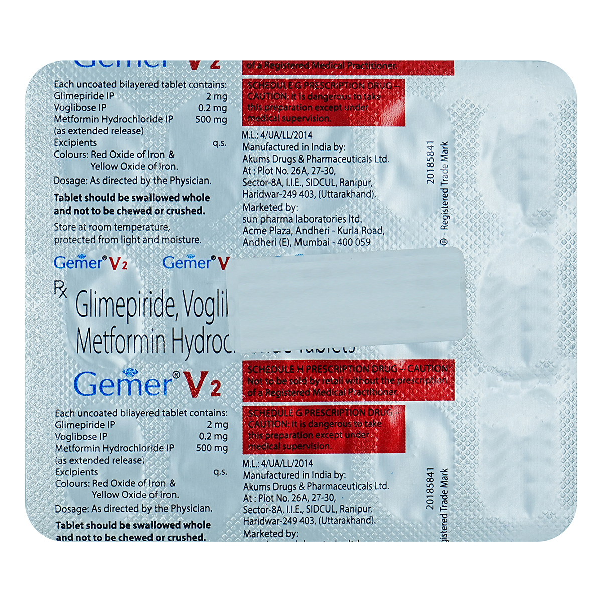 Gemer V 2 Tablet 15's, Pack of 15 TabletS Gemer V 2 Tablet 15's, Pack of 15 TabletS