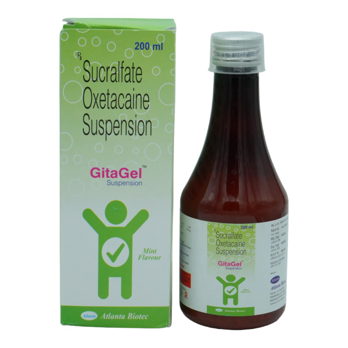 Gitagel Mint Flavour Suspension 200 ml, Pack of 1 Gitagel Mint Flavour Suspension 200 ml, Pack of 1