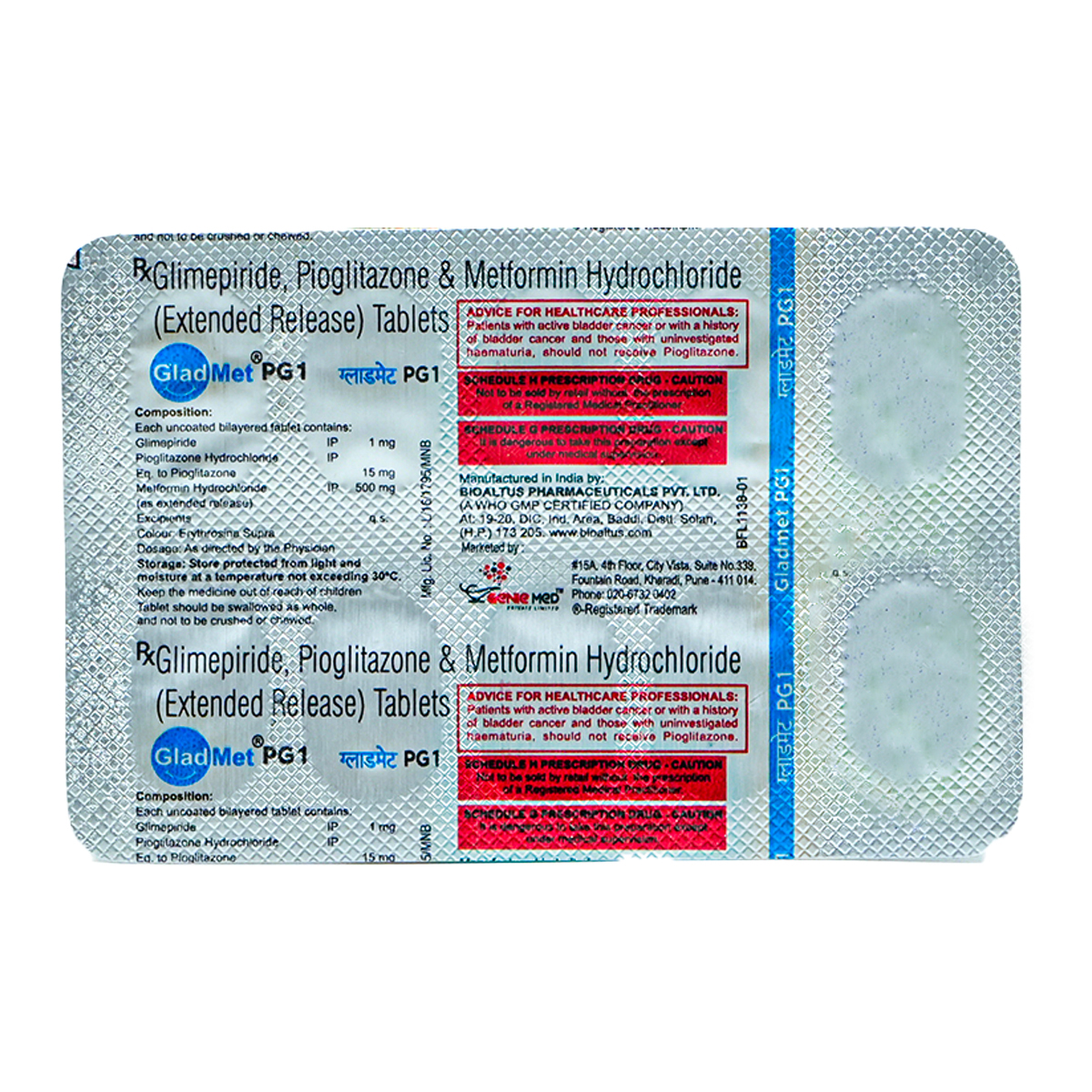 Gladmet PG1 Tablet 10's, Pack of 10 TabletS Gladmet PG1 Tablet 10's, Pack of 10 TabletS