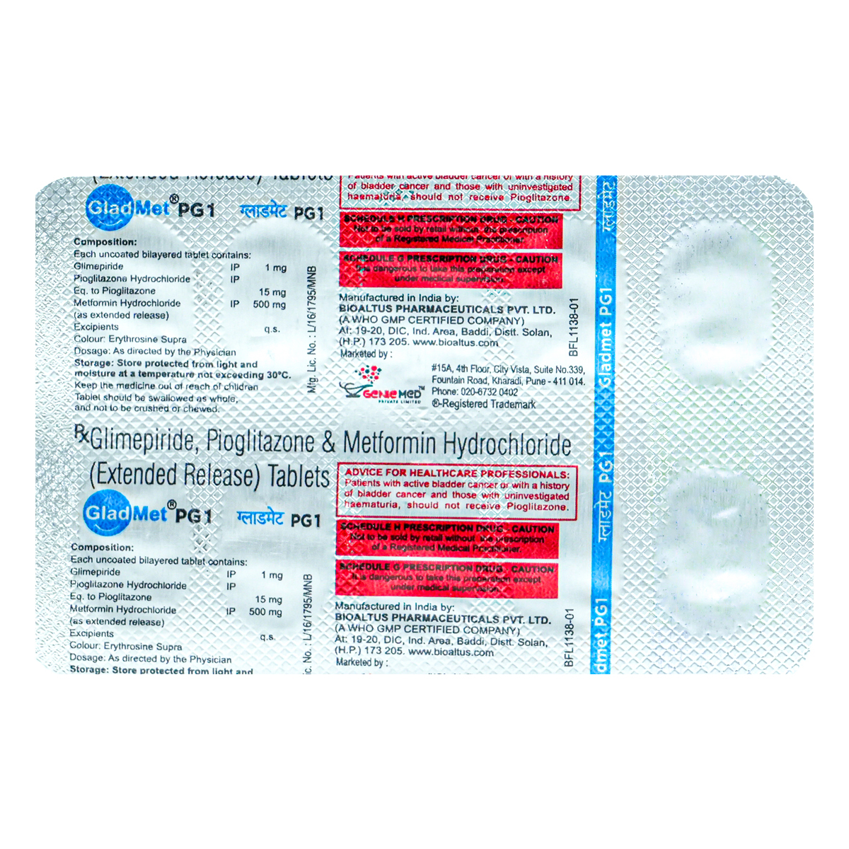 Gladmet PG1 Tablet 10's, Pack of 10 TabletS Gladmet PG1 Tablet 10's, Pack of 10 TabletS