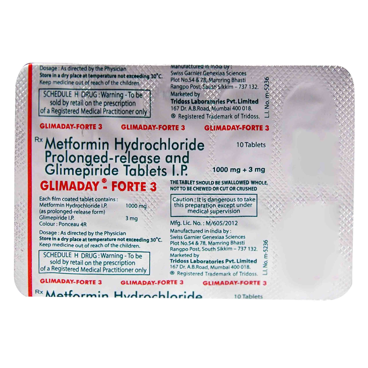 Glimaday-Forte 3 Tablet 10's, Pack of 10 TABLETS Glimaday-Forte 3 Tablet 10's, Pack of 10 TABLETS