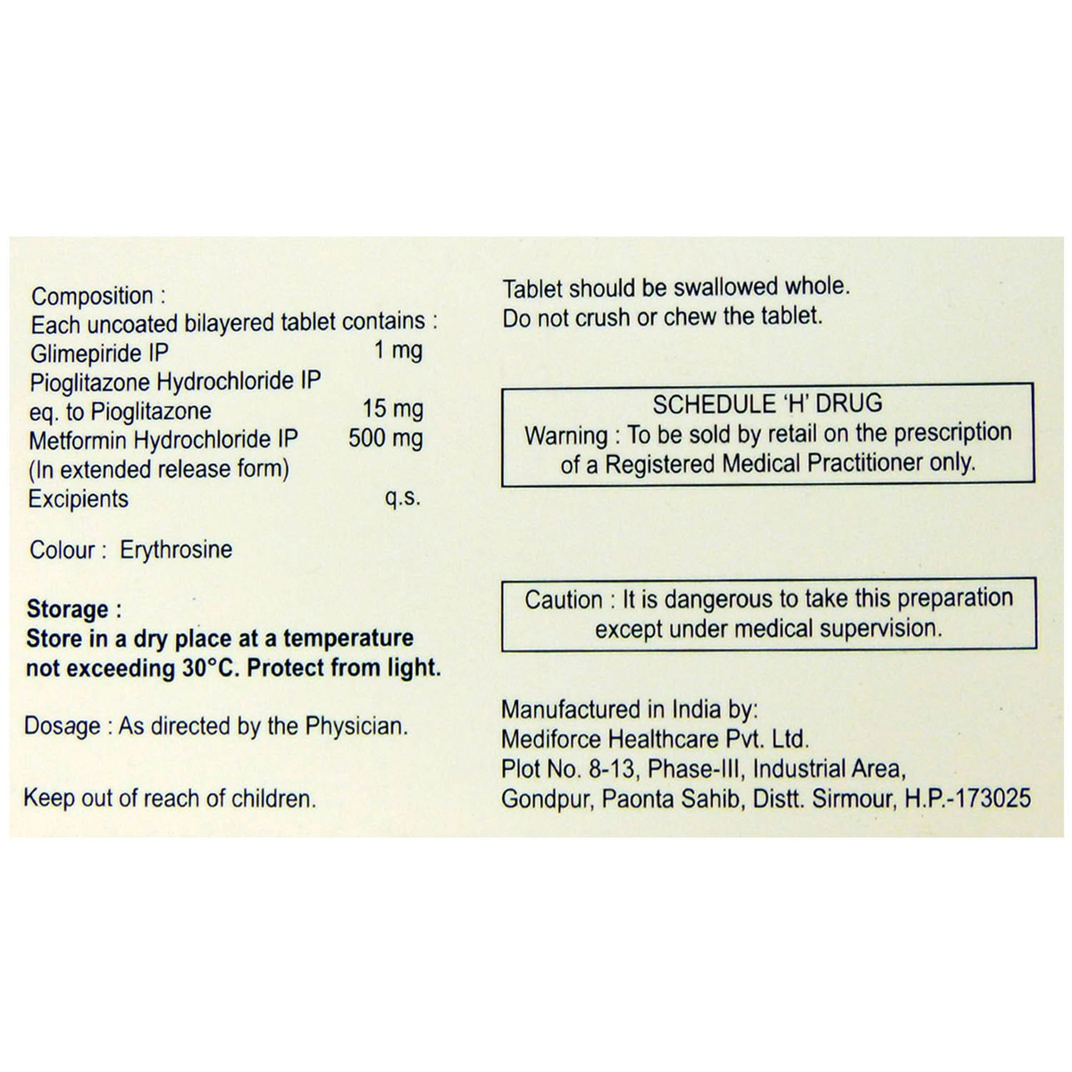 Glimestar PM 1 Tablet 10's, Pack of 10 TABLETS Glimestar PM 1 Tablet 10's, Pack of 10 TABLETS