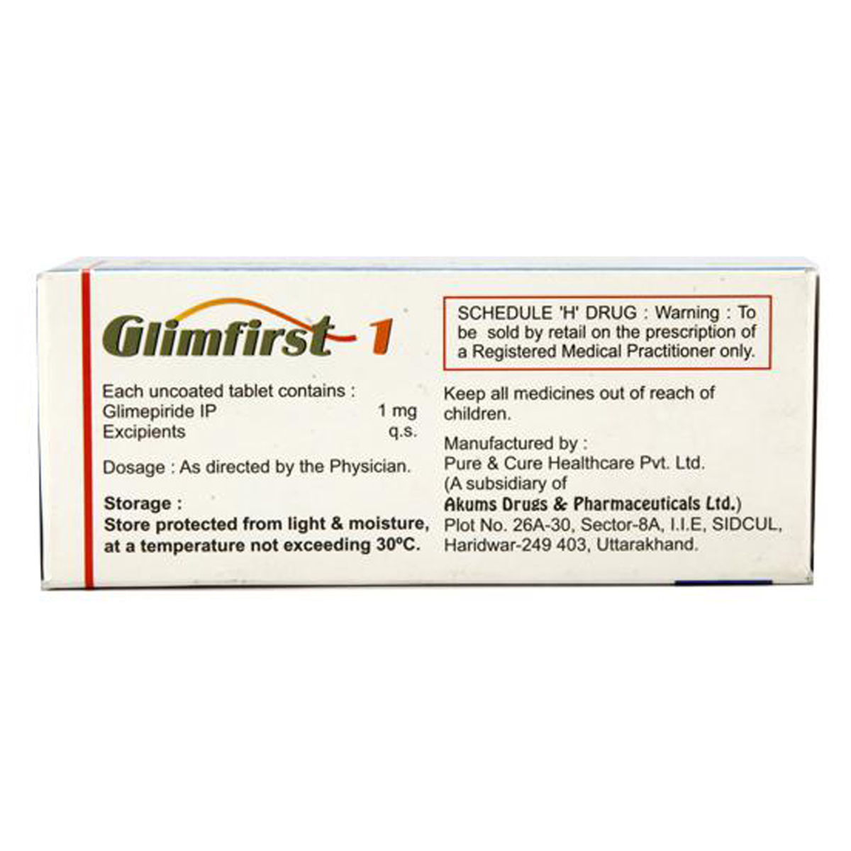 Glimfirst 1 mg Tablet 10's, Pack of 10 TabletS Glimfirst 1 mg Tablet 10's, Pack of 10 TabletS