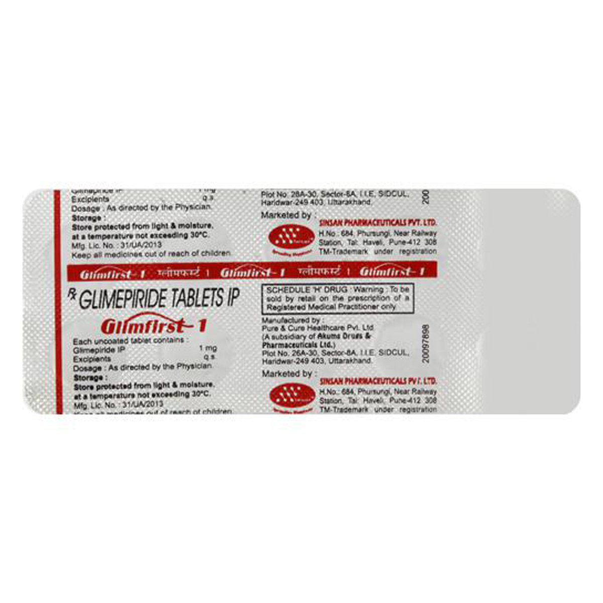 Glimfirst 1 mg Tablet 10's, Pack of 10 TabletS Glimfirst 1 mg Tablet 10's, Pack of 10 TabletS