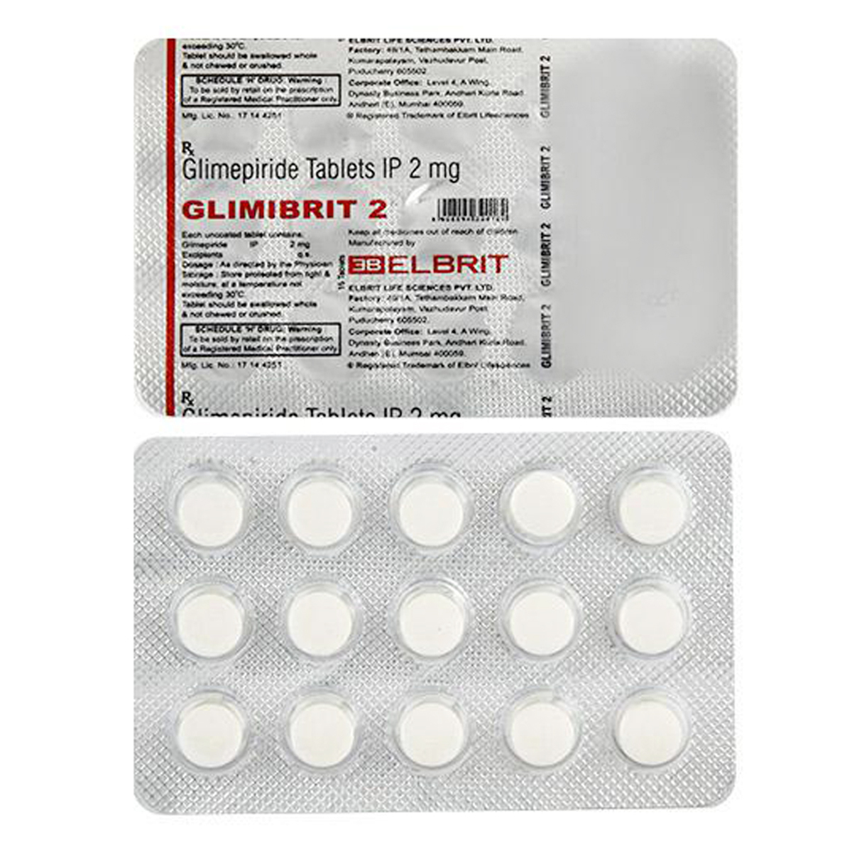 Glimibrit 2 mg Tablet 15's, Pack of 15 TabletS Glimibrit 2 mg Tablet 15's, Pack of 15 TabletS