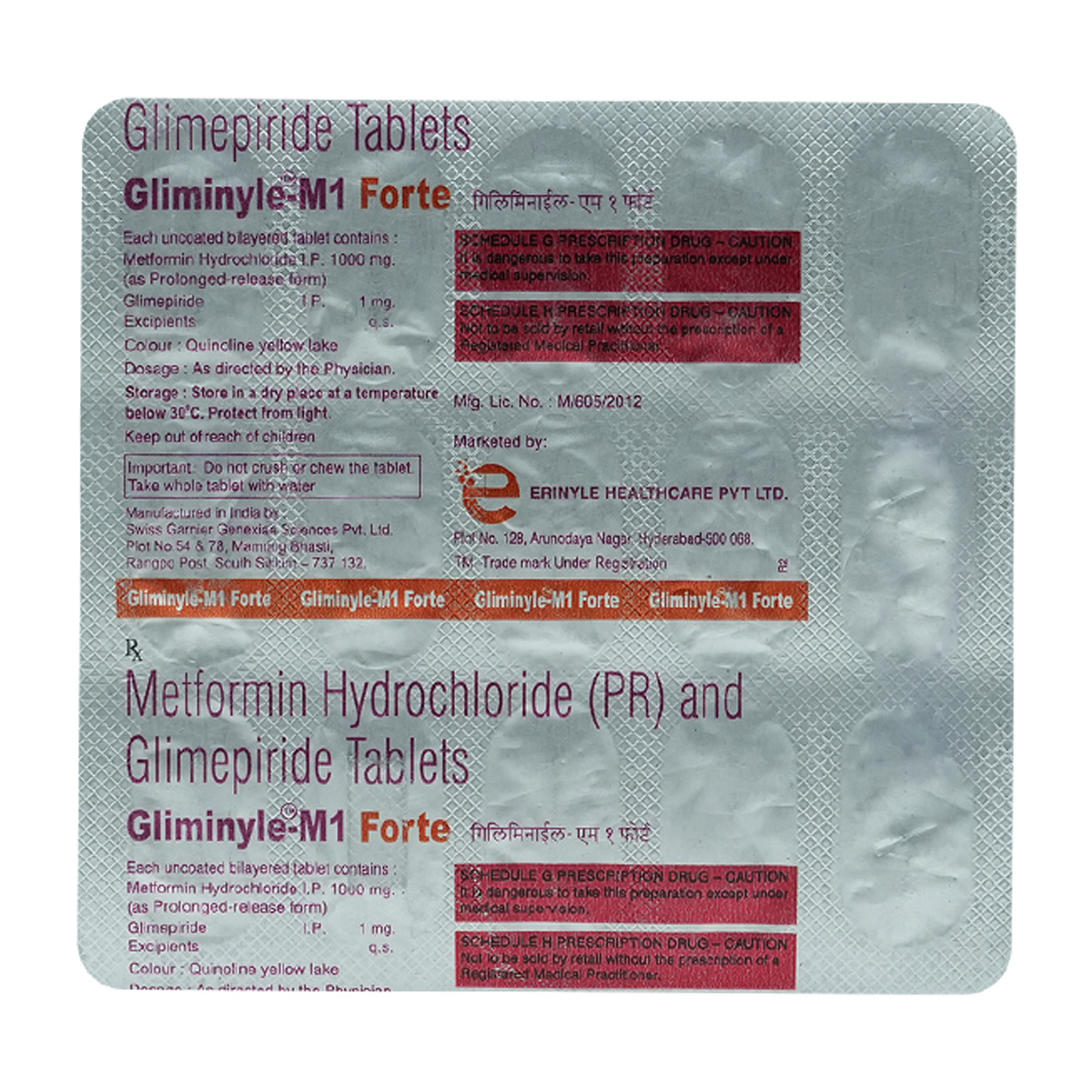 Gliminyle-M1 Forte Tablet 15's, Pack of 15 TabletS Gliminyle-M1 Forte Tablet 15's, Pack of 15 TabletS