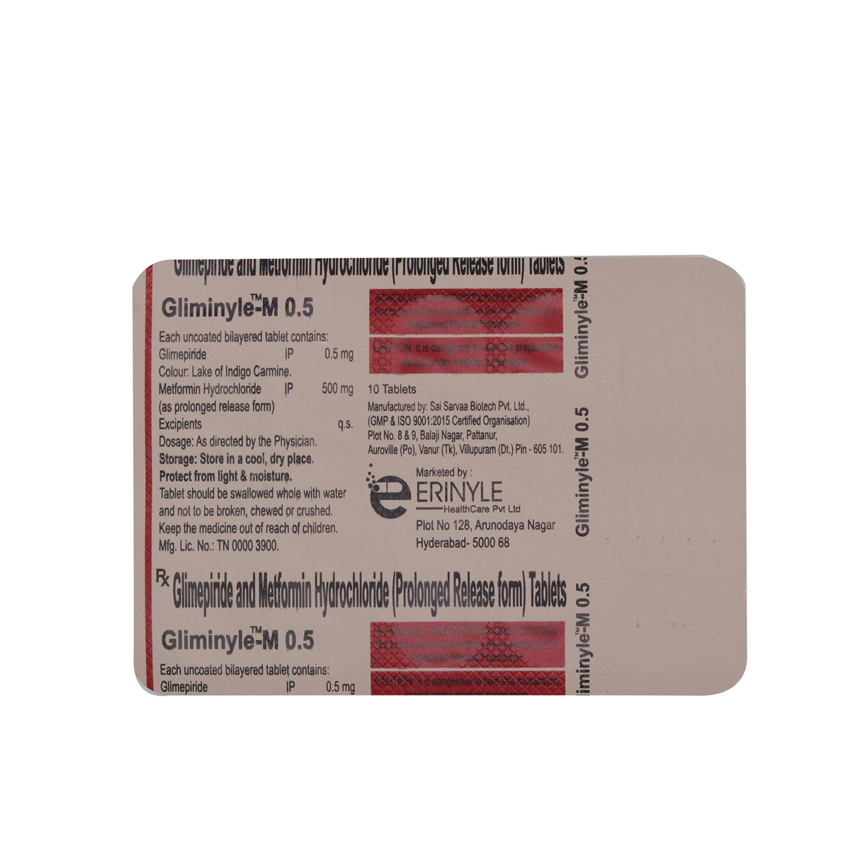 Gliminyle-M 0.5 Tablet 10's, Pack of 10 TABLETS Gliminyle-M 0.5 Tablet 10's, Pack of 10 TABLETS