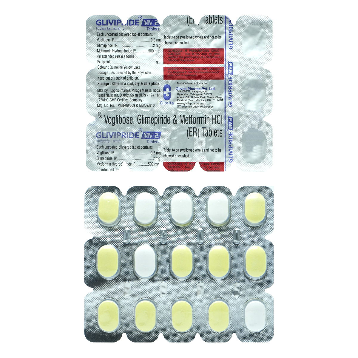 Glivipride MV 2 Tablet 15's, Pack of 15 TABLETS Glivipride MV 2 Tablet 15's, Pack of 15 TABLETS