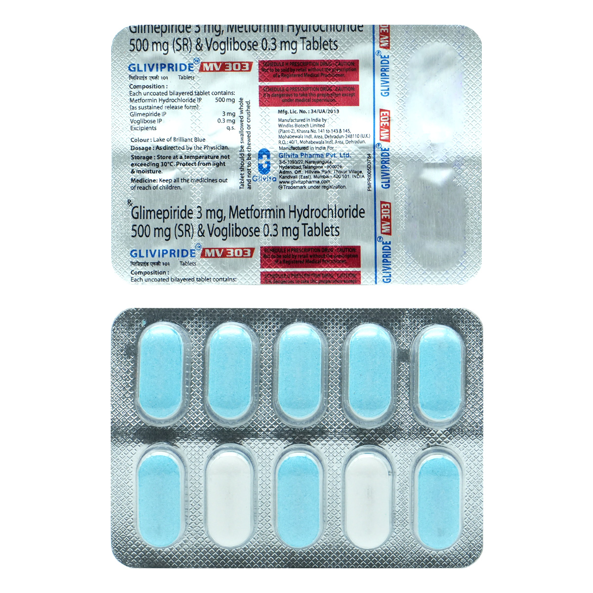 Glivipride MV 303 Tablet 10's, Pack of 10 TABLETS Glivipride MV 303 Tablet 10's, Pack of 10 TABLETS