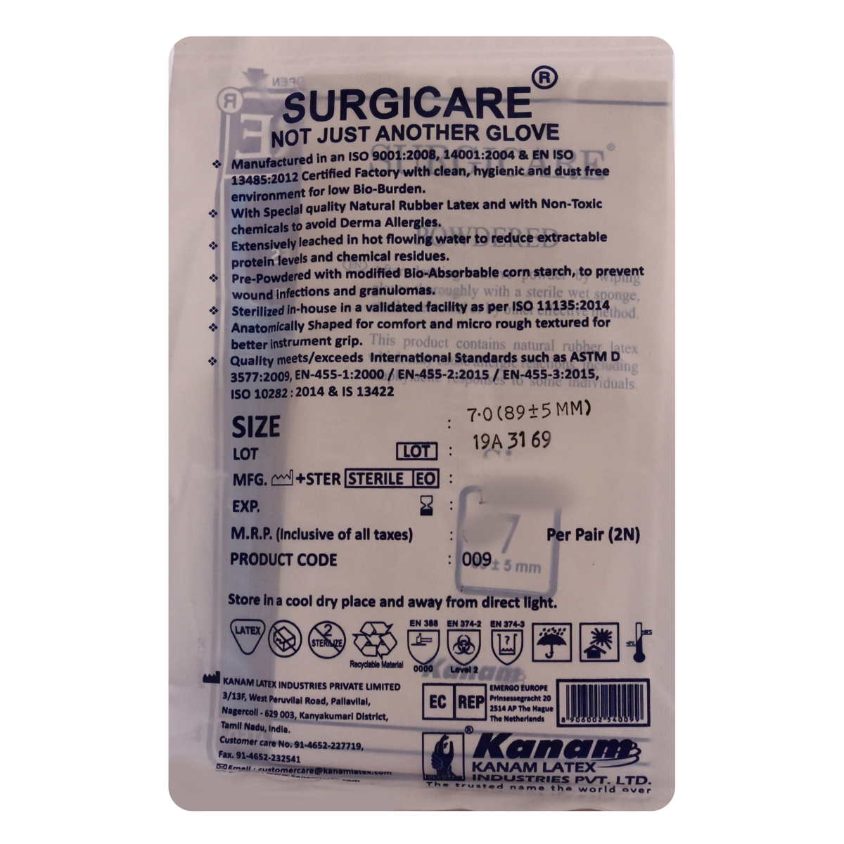 Gloves Surgicare, 7 Count, Pack of 1 Gloves Surgicare, 7 Count, Pack of 1