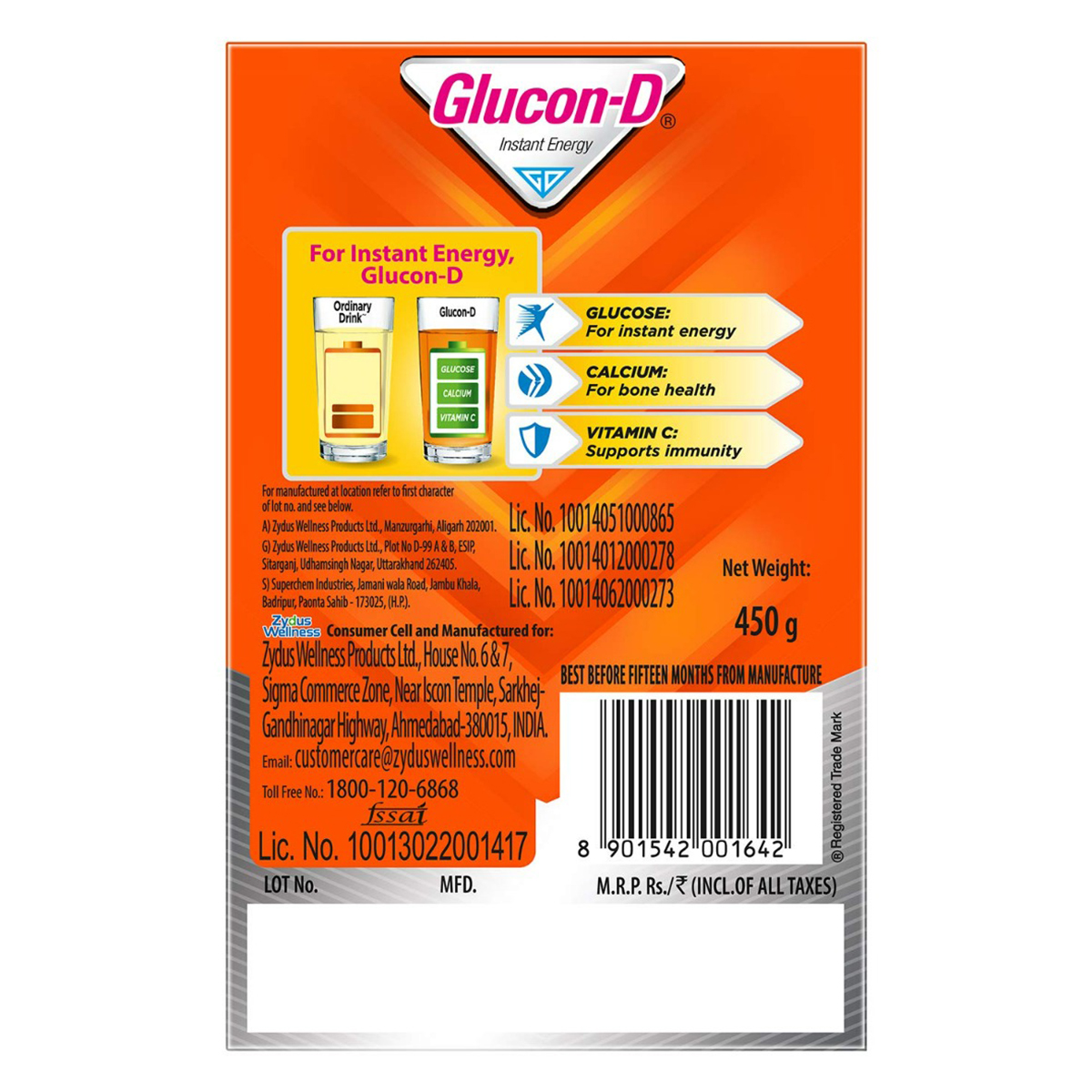 Glucon-D Instant Energy Drink Tangy Orange Flavour Powder, 450 gm Refill Pack, Pack of 1 Glucon-D Instant Energy Drink Tangy Orange Flavour Powder, 450 gm Refill Pack, Pack of 1