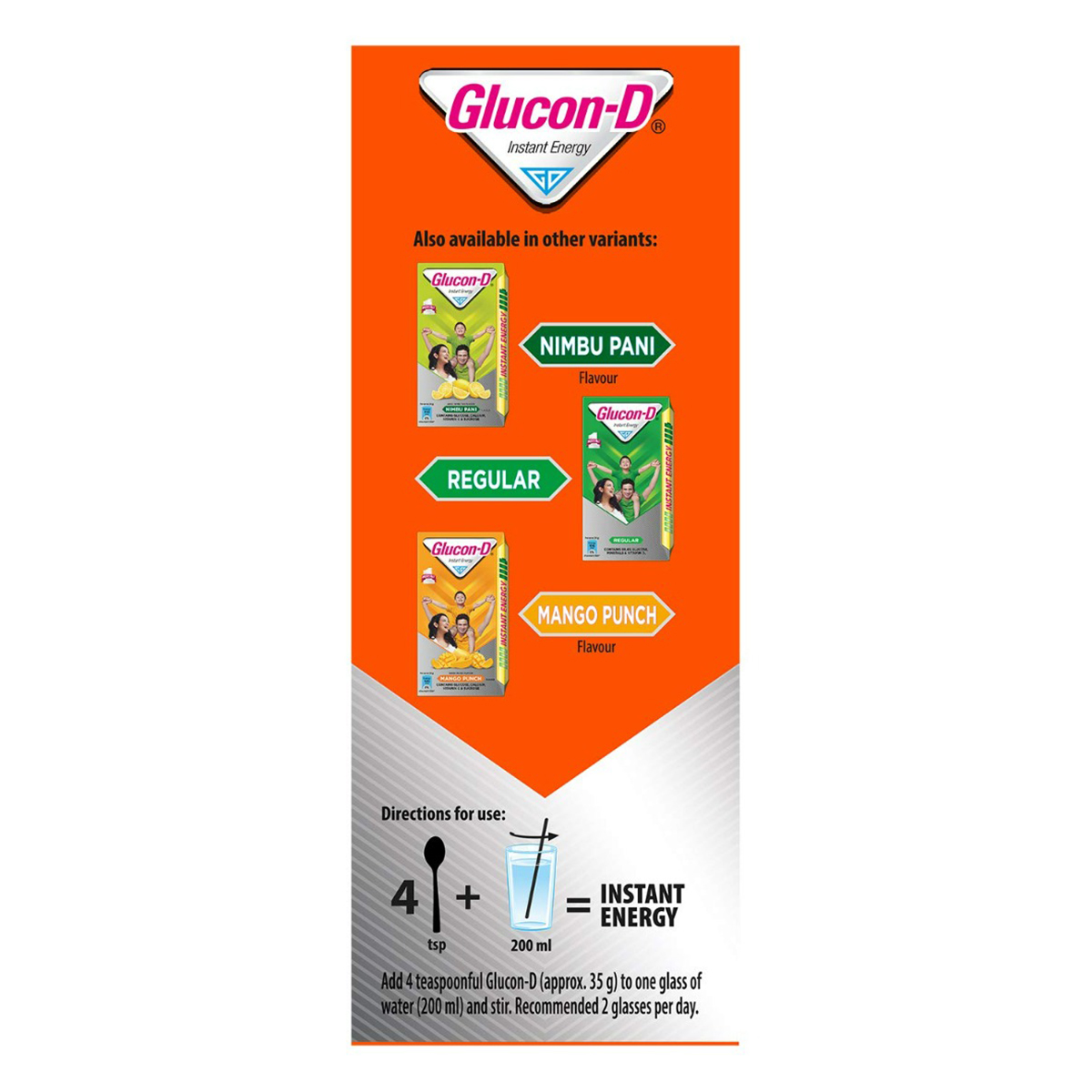 Glucon-D Instant Energy Drink Tangy Orange Flavour Powder, 450 gm Refill Pack, Pack of 1 Glucon-D Instant Energy Drink Tangy Orange Flavour Powder, 450 gm Refill Pack, Pack of 1