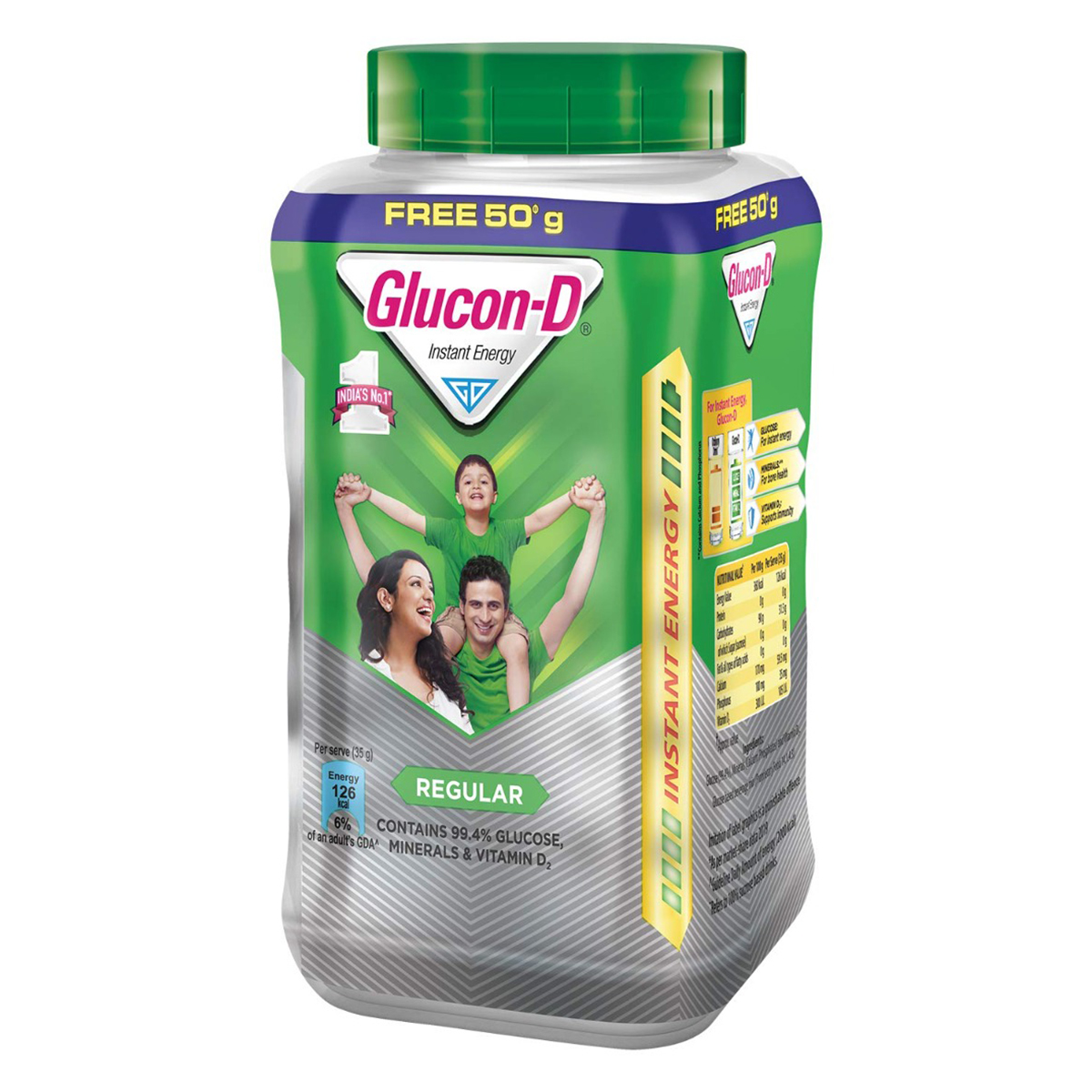 Glucon-D Regular Instant Energy Drink Powder, 450 gm + 50 gm Jar, Pack of 1 Glucon-D Regular Instant Energy Drink Powder, 450 gm + 50 gm Jar, Pack of 1