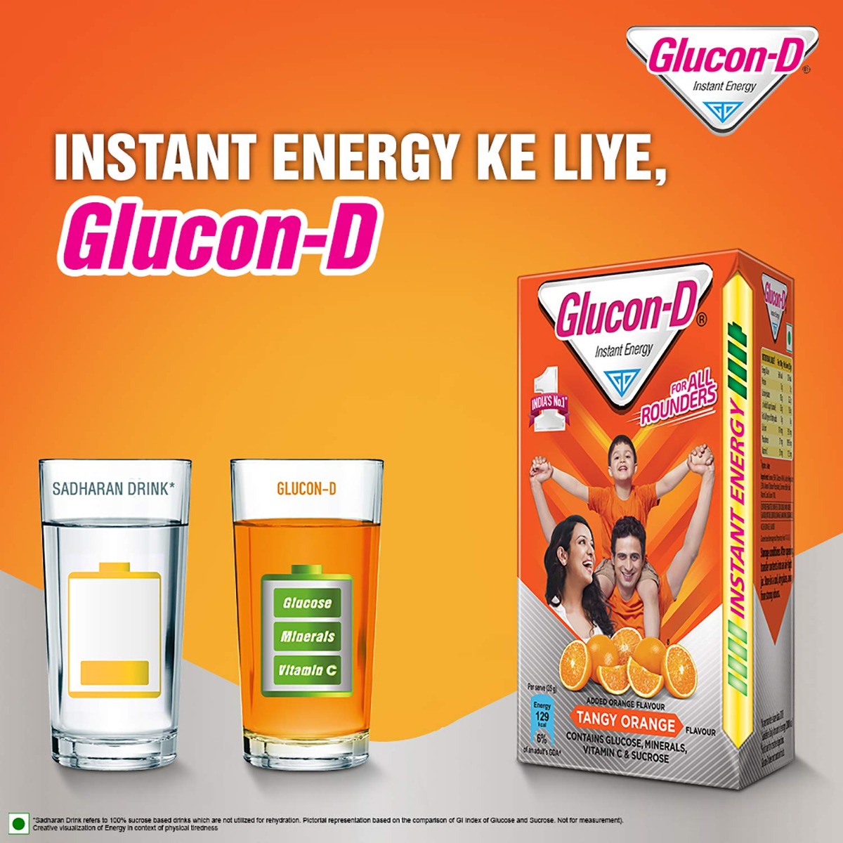 Glucon-D Instant Energy Drink Tangy Orange Flavour Powder, 200 gm Refill Pack, Pack of 1 Glucon-D Instant Energy Drink Tangy Orange Flavour Powder, 200 gm Refill Pack, Pack of 1