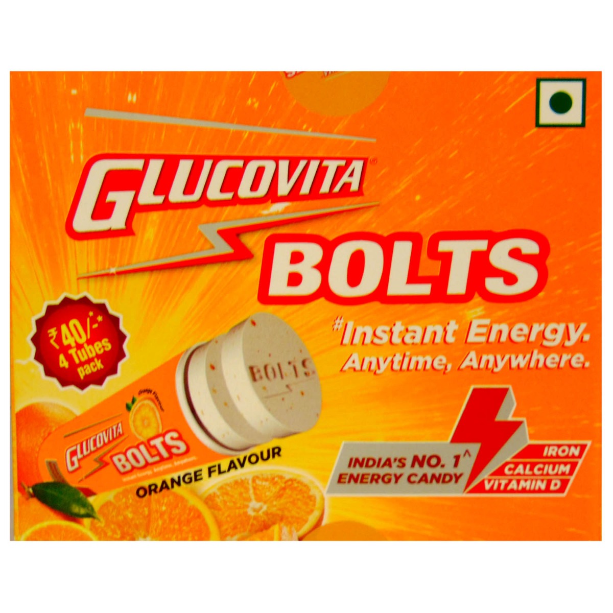 Glucovita Orange Flavour Bolts, 72 gm (4 x 18 gm) Glucovita Orange Flavour Bolts, 72 gm (4 x 18 gm)