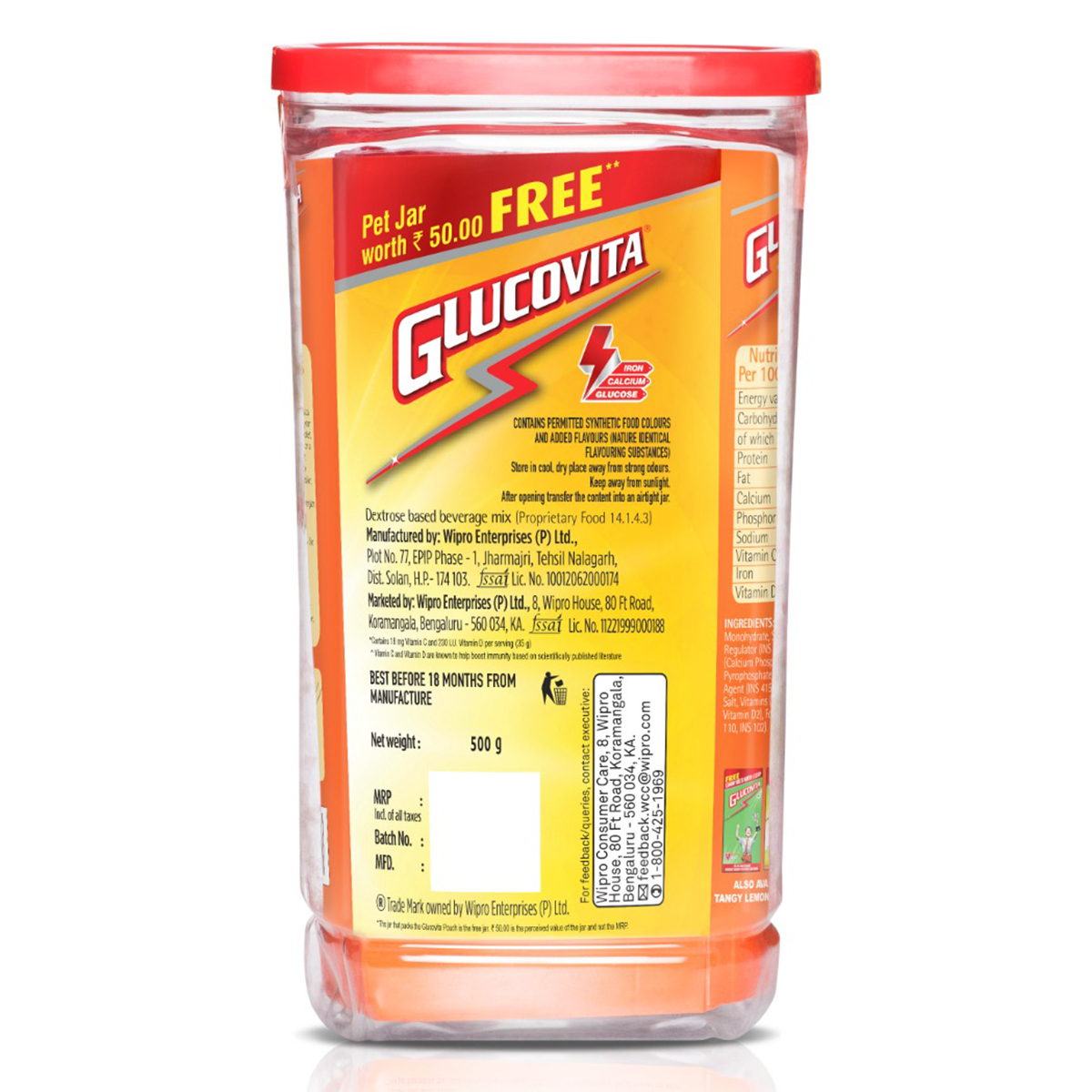 Glucovita Juicy Orange Flavour Powder, 500 gm (Free Pet Jar), Pack of 1 Glucovita Juicy Orange Flavour Powder, 500 gm (Free Pet Jar), Pack of 1