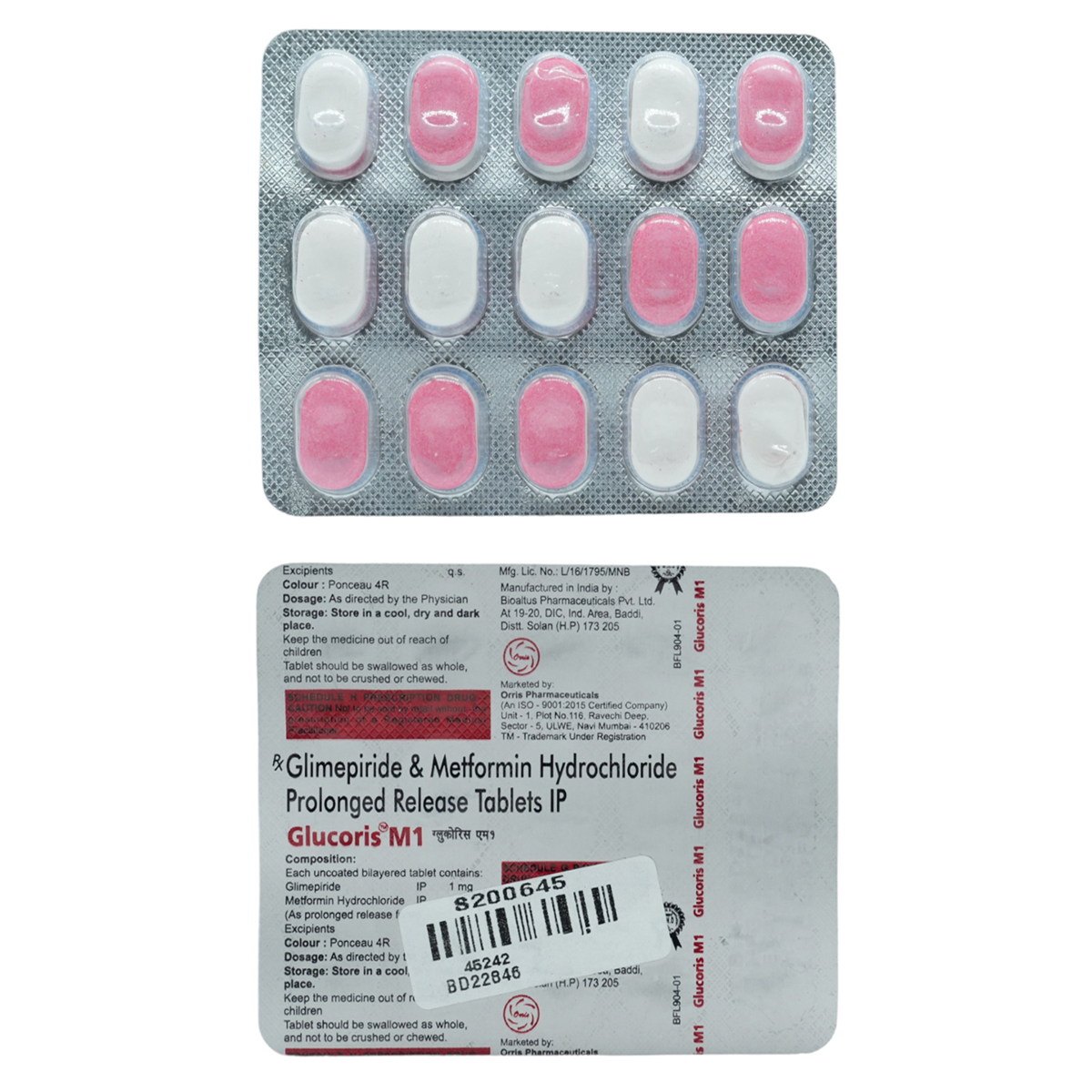 Glucoris M1 Tablet 15's, Pack of 15 TabletS Glucoris M1 Tablet 15's, Pack of 15 TabletS