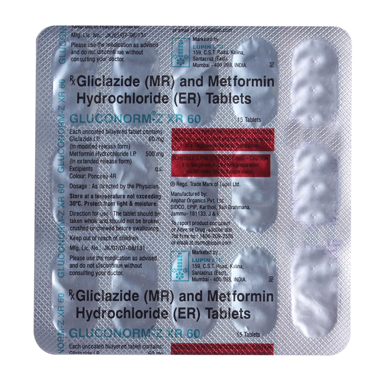 Gluconorm-Z XR 60 Tablet 15's, Pack of 15 TabletS Gluconorm-Z XR 60 Tablet 15's, Pack of 15 TabletS