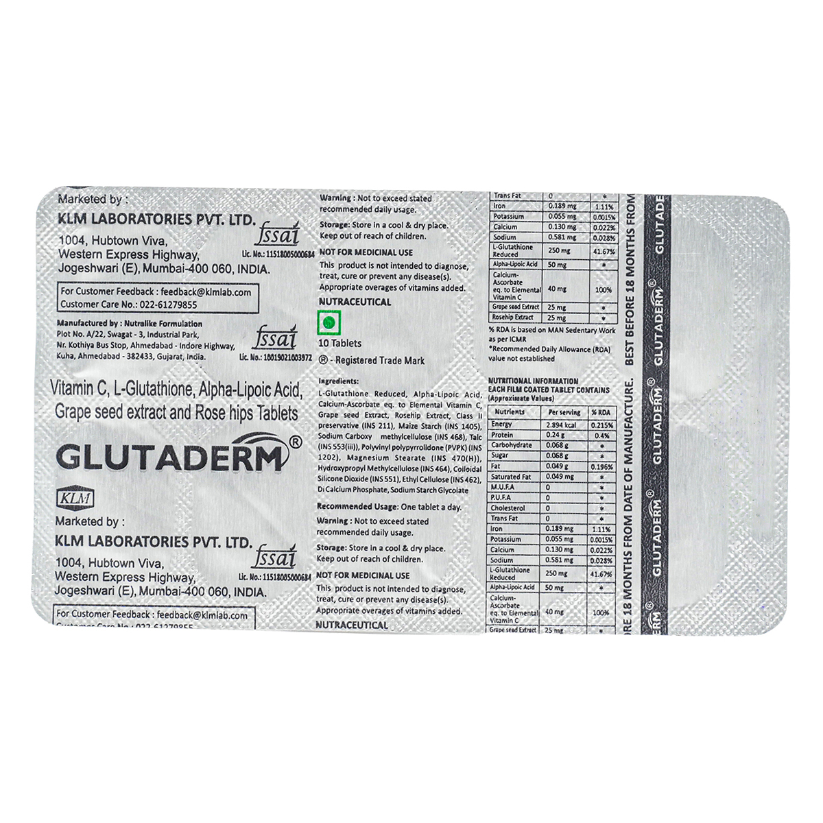 Glutaderm Tablet 10's, Pack of 10 Glutaderm Tablet 10's, Pack of 10
