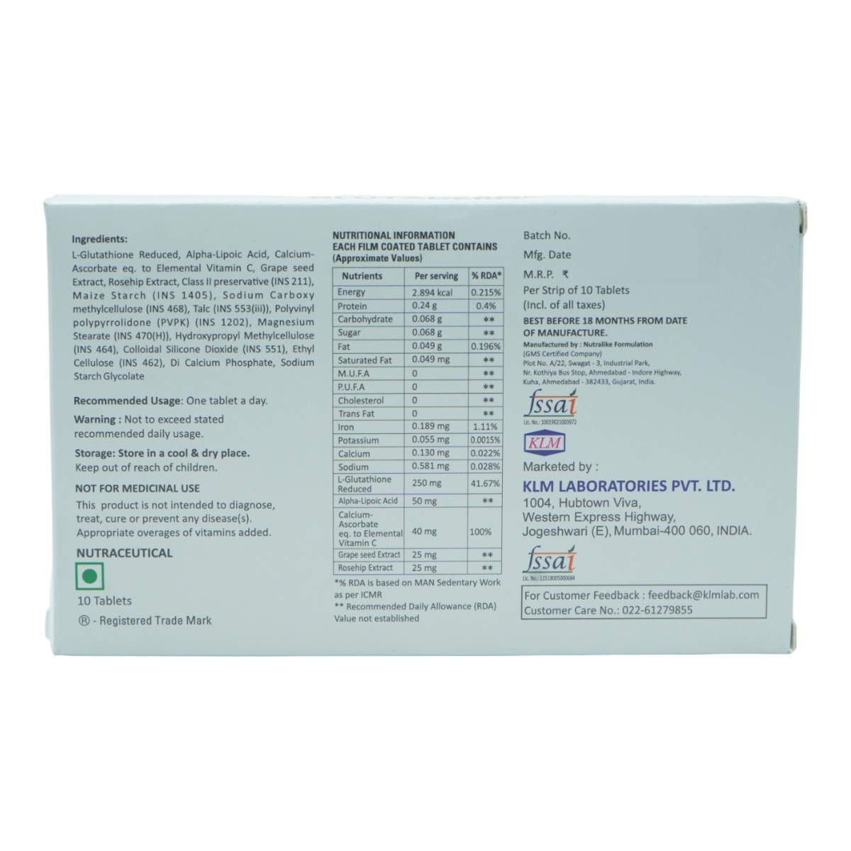 Glutaderm Tablet 10's, Pack of 10 Glutaderm Tablet 10's, Pack of 10